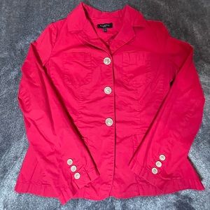 Women’s Talbots Red Long Sleeve Button Down Flap Pockets Blazer Jacket Size 10p